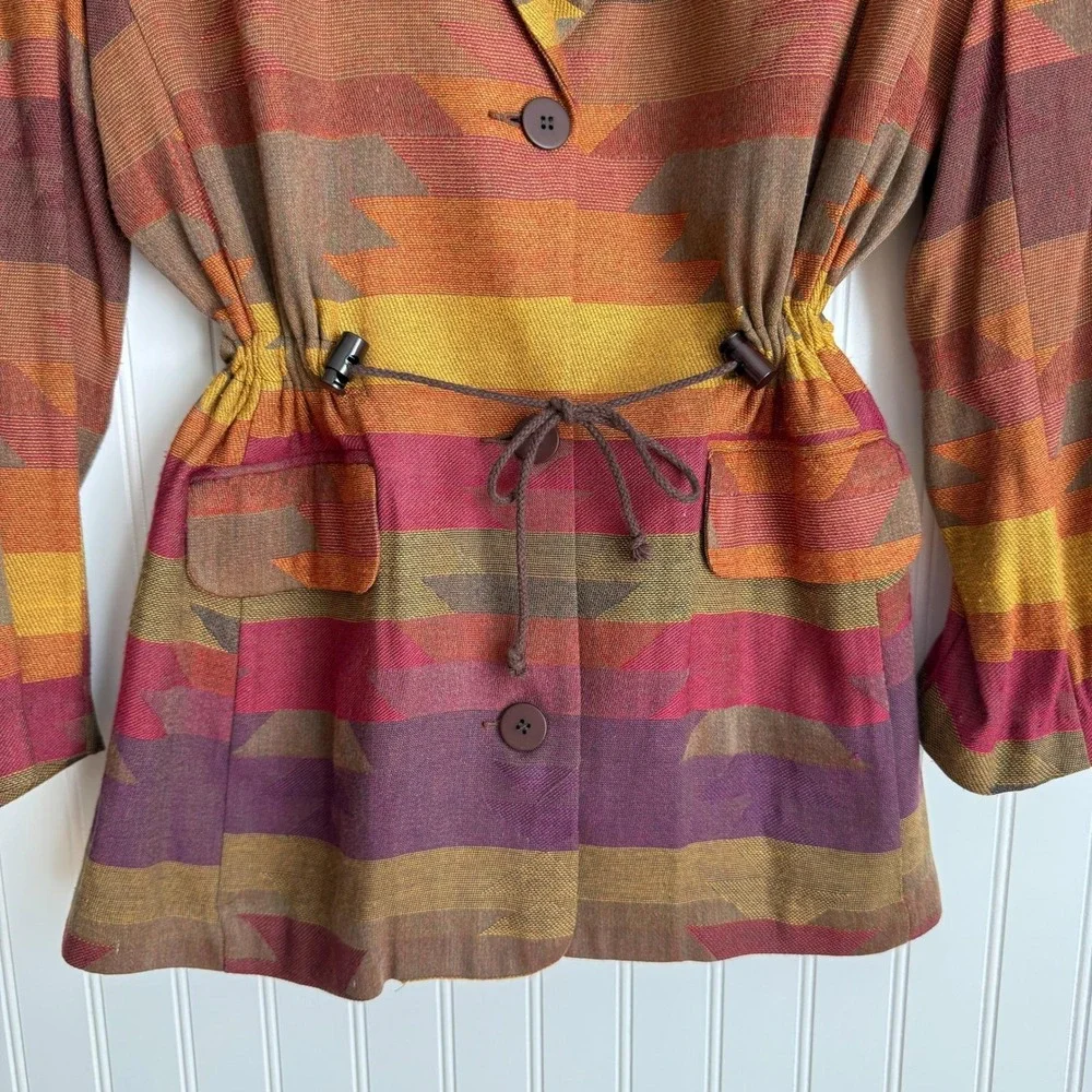 vtg Jordan & Nicole southwestern blanket jacket coat - Picture 3 of 5